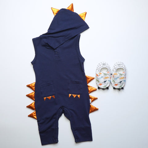 Little Dino Mini Shoes with Jacob Dino Jumpsuit - Navy Blue